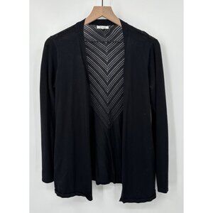 Maurices Open Front Cardigan Women Medium Black Open Knit Back Long Sleeve
